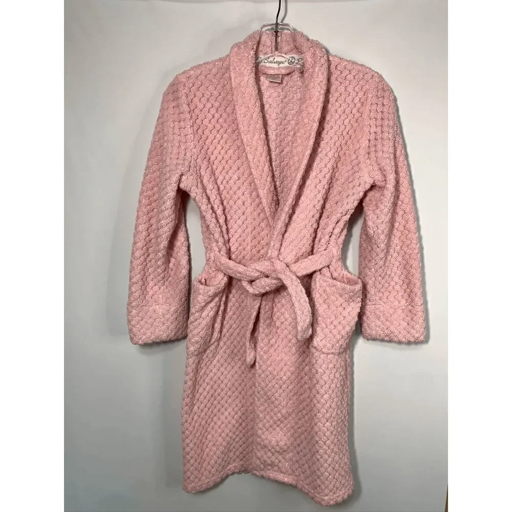 PJ Salvage Kids Girl Bathrobe Embellished Floral Mesh Shawl Front Tie Pink M